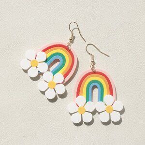Rainbow & Daisy Dangle Earrings | Cute Cloud-Inspired Statement Earrings